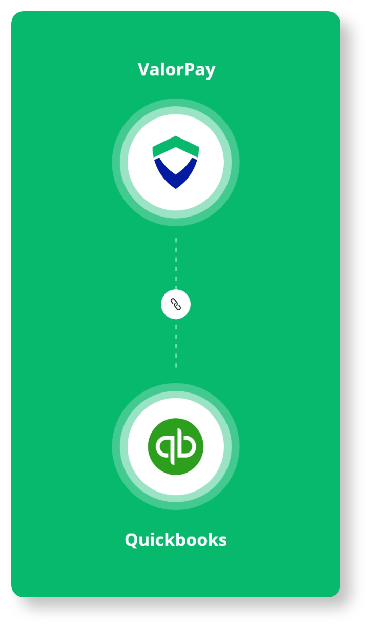 ValorPay Quickbook Integration Sync. Track. Simplify. Effortless accounting starts here.