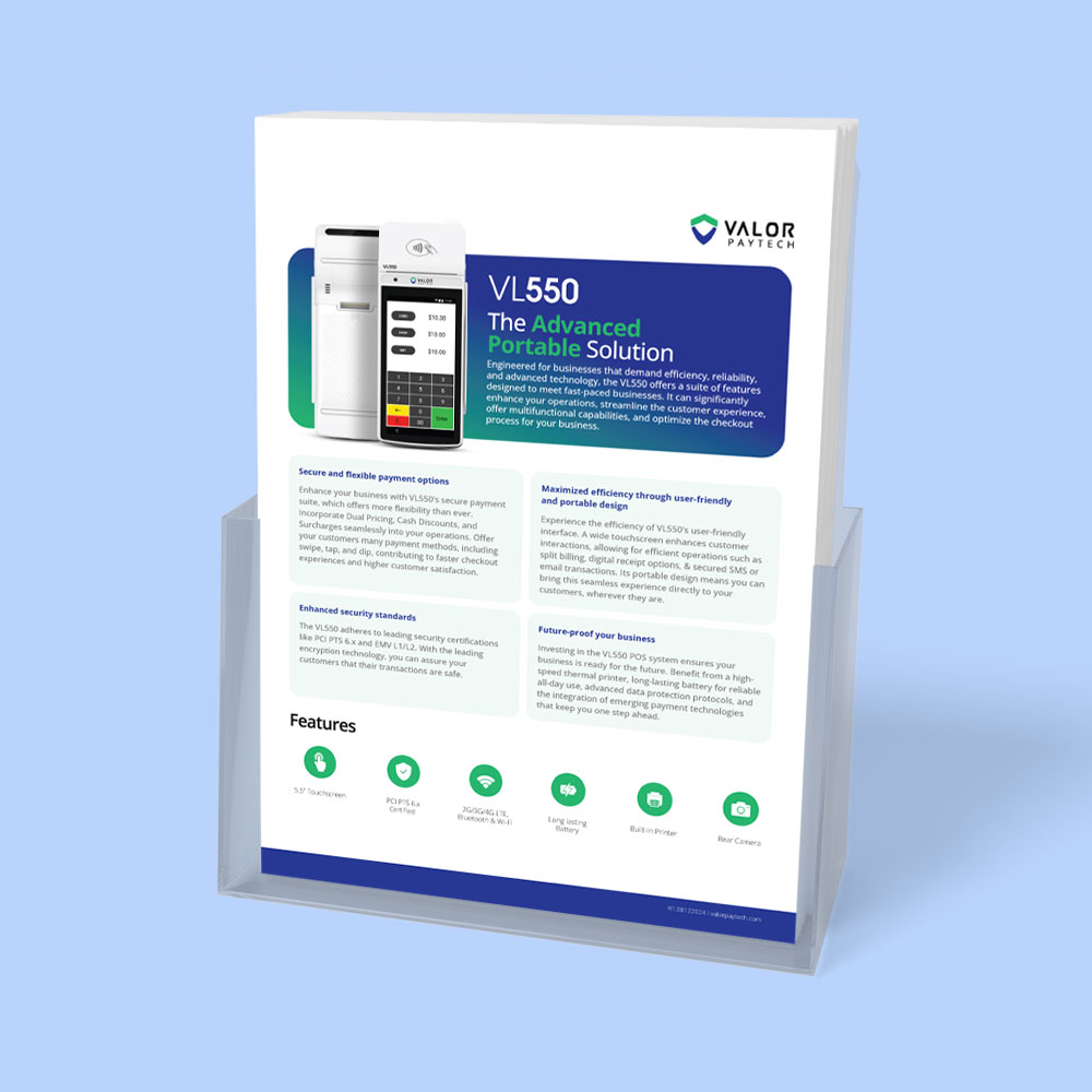 Valor PayTech VL550 Merchant Sales Flyer PDF Download