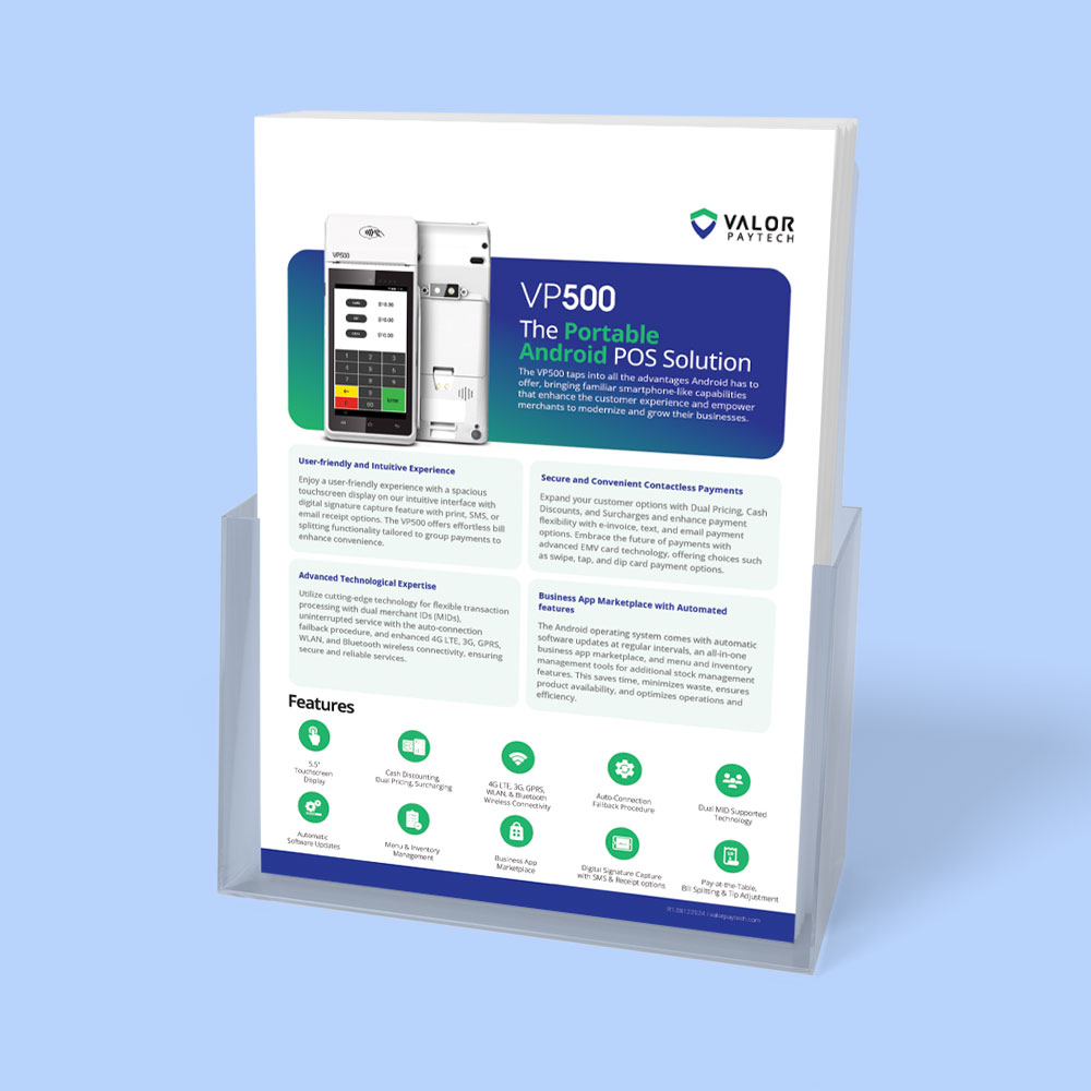 Valor PayTech VP500 Merchant Sales Flyer PDF Download