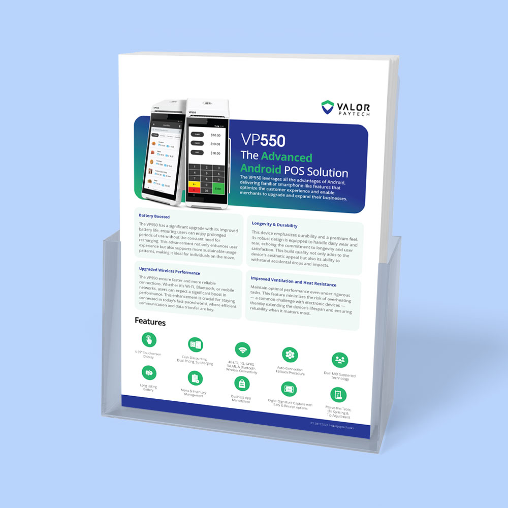 Valor PayTech VP550 Merchant Sales Flyer PDF Download