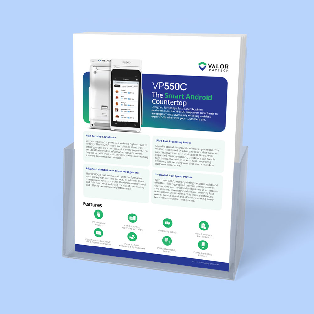Valor PayTech VP550C Merchant Sales Flyer PDF Download