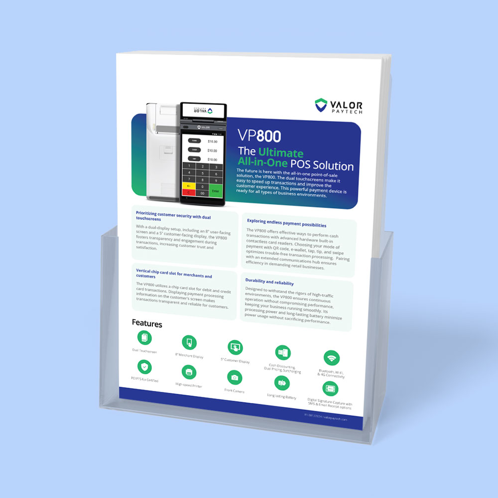 Valor PayTech VP800 Merchant Sales Flyer PDF Download