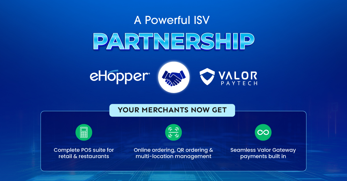 Launch of unified commerce platform by eHopper and Valor PayTech - Banner image
