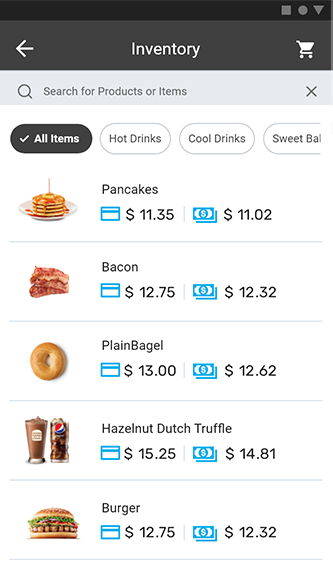 Menu & inventory management