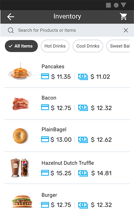 Menu & inventory management